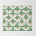 art deco cranes green Throw Blanket Gallery Image 2