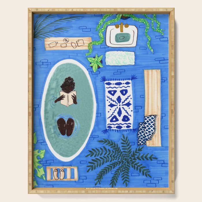 Blue Tiled Bath by Amanda Laurel Atkins Serving Tray Gallery Image 1