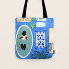Blue Tiled Bath by Amanda Laurel Atkins Tote Bag Gallery Image 1