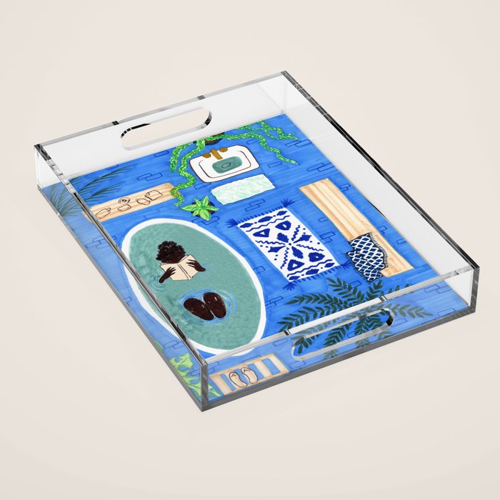 Blue Tiled Bath by Amanda Laurel Atkins Acrylic Tray Gallery Image 1