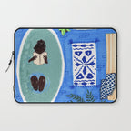 Blue Tiled Bath by Amanda Laurel Atkins Laptop Sleeve Gallery Image 1