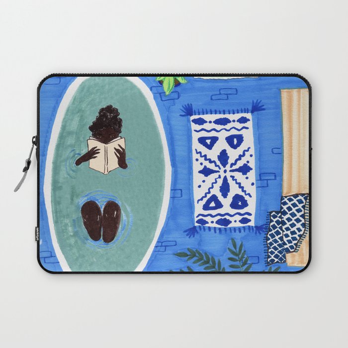 Blue Tiled Bath by Amanda Laurel Atkins Laptop Sleeve Gallery Image 1