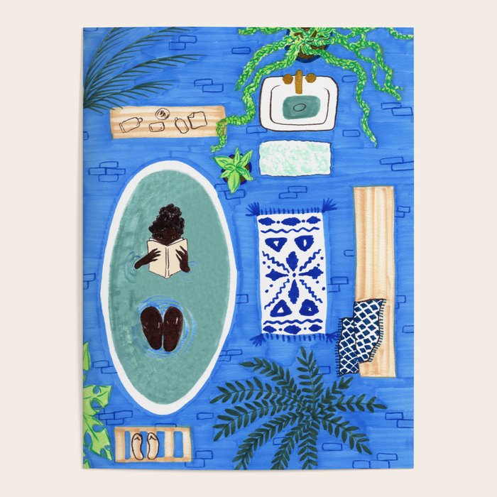 Blue Tiled Bath by Amanda Laurel Atkins Poster Gallery Image 4