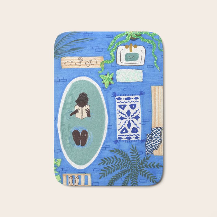 Blue Tiled Bath by Amanda Laurel Atkins Bath Mat Gallery Image 1