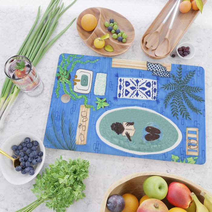Blue Tiled Bath by Amanda Laurel Atkins Cutting Board Gallery Image 2