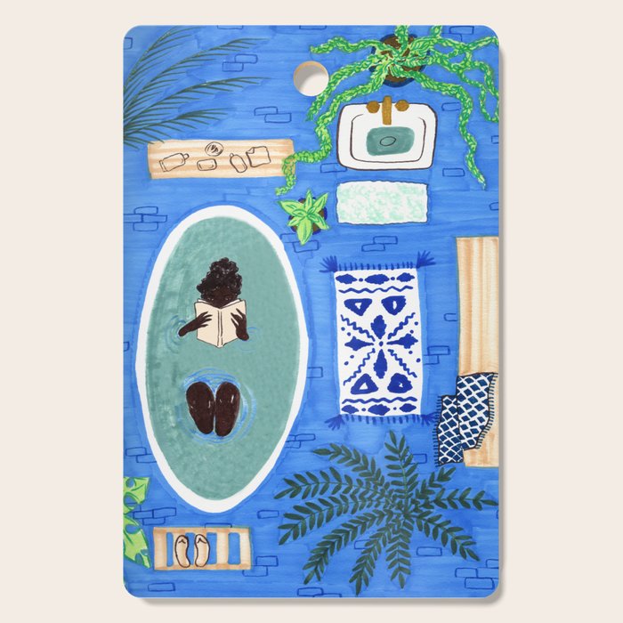 Blue Tiled Bath by Amanda Laurel Atkins Cutting Board Gallery Image 1