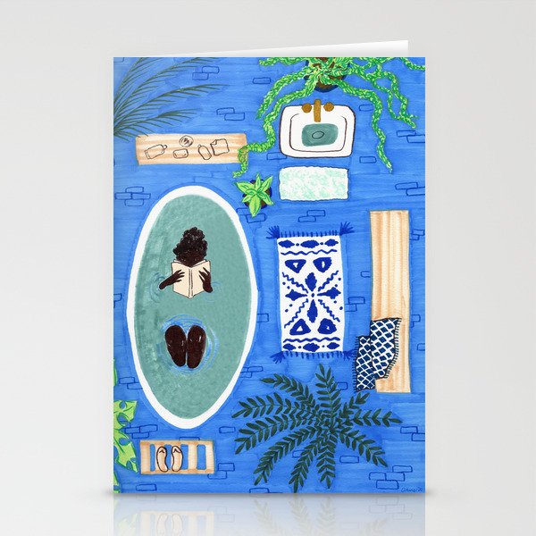 Blue Tiled Bath by Amanda Laurel Atkins Stationery Card Gallery Image 2