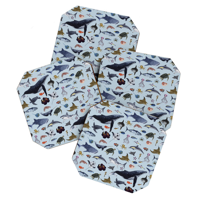 SEA CREATURES poster with names Coaster Gallery Image 1