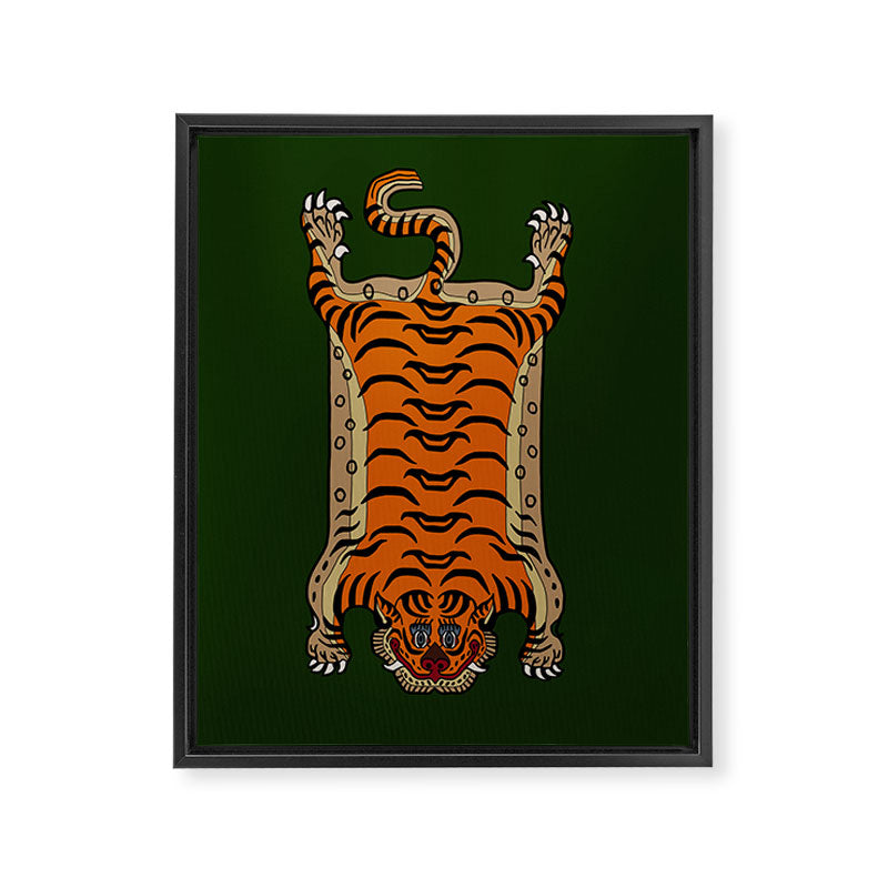 TIBETAN TIGER RUG-green Framed Canvas Print Gallery Image 6