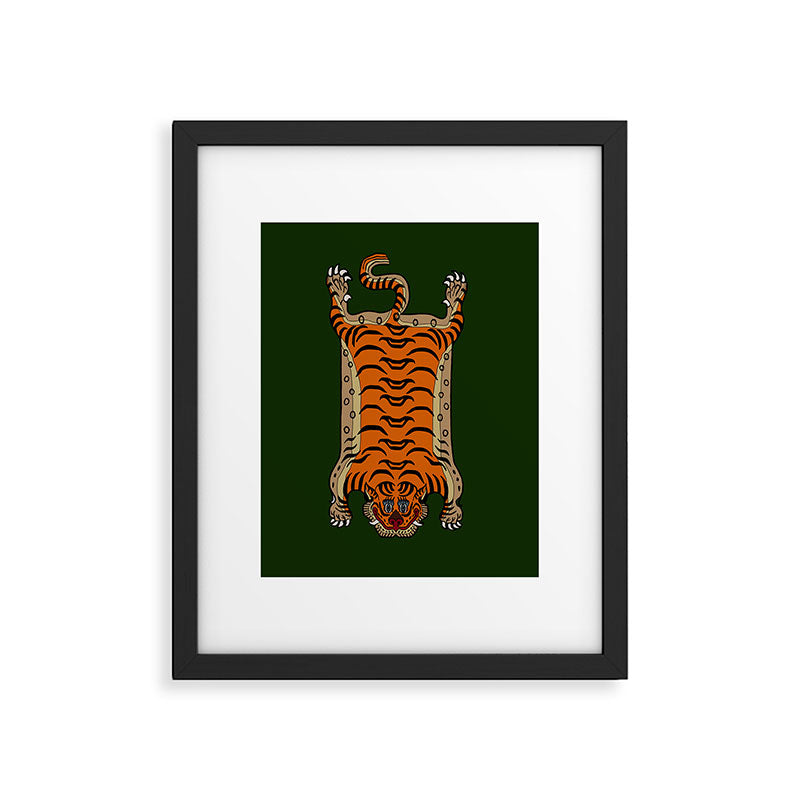 TIBETAN TIGER RUG-green Framed Art Print Gallery Image 5