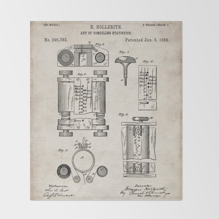 First Computer Patent - Technology Art - Antique Throw Blanket Gallery Image 2
