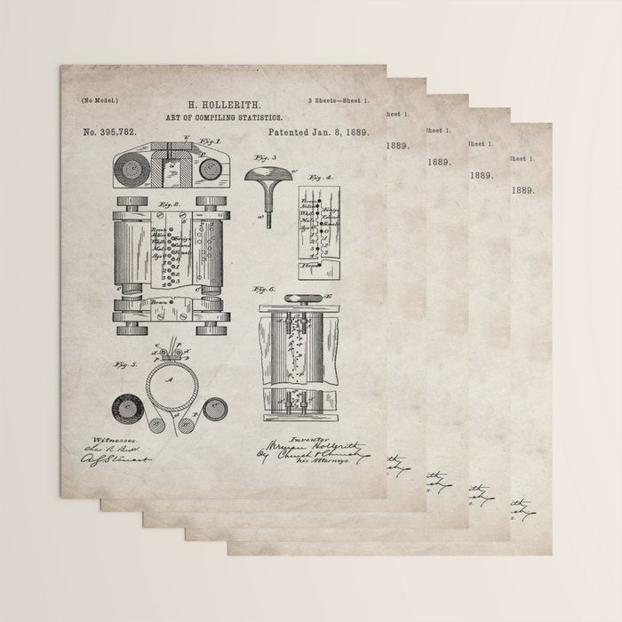 First Computer Patent - Technology Art - Antique Wrapping Paper Gallery Image 3