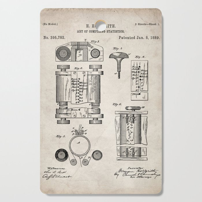 First Computer Patent - Technology Art - Antique Cutting Board Gallery Image 1