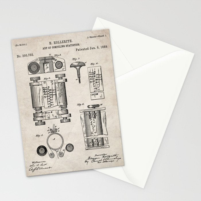 First Computer Patent - Technology Art - Antique Stationery Card Gallery Image 2