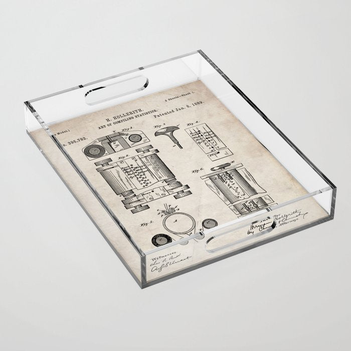 First Computer Patent - Technology Art - Antique Acrylic Tray Gallery Image 1