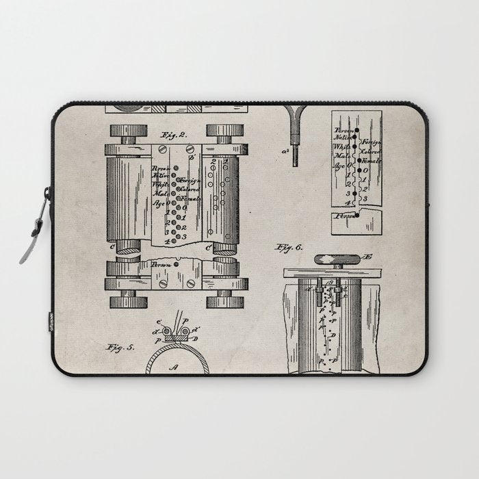 First Computer Patent - Technology Art - Antique Laptop Sleeve Gallery Image 1
