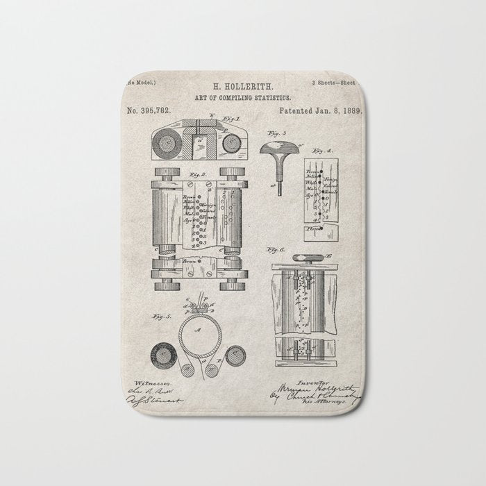 First Computer Patent - Technology Art - Antique Bath Mat Gallery Image 1