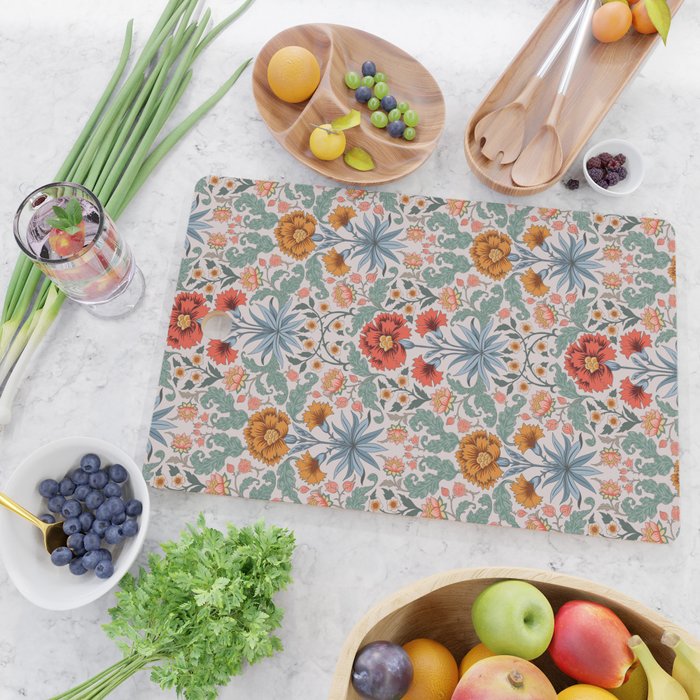  Victorian Botanicals - Carnation in Red and Blue Cutting Board Gallery Image 2