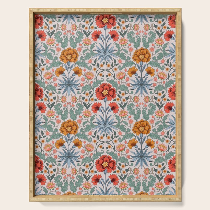  Victorian Botanicals - Carnation in Red and Blue Serving Tray Gallery Image 1