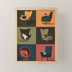 Cats on Chairs Mini Art Print Gallery Image 1