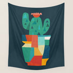 Blooming cactus in cracked pot Wall Tapestry Gallery Image 4