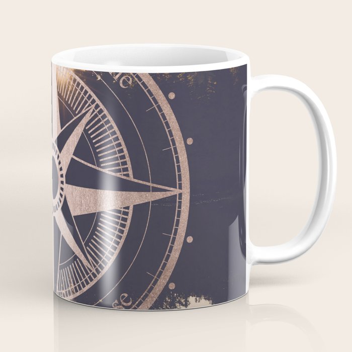 Rose Gold Compass Forest Coffee Mug Gallery Image 1
