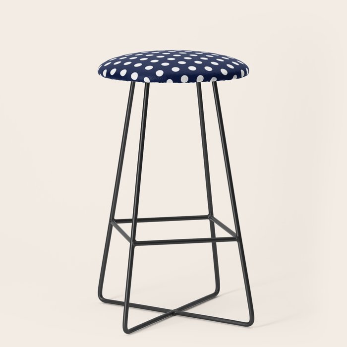 Navy Blue Polka Dots Minimalist Line Drawing Stool Gallery Image 1