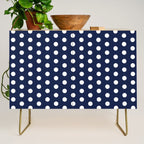 Navy Blue Polka Dots Minimalist Line Drawing Credenza Gallery Image 1