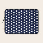 Navy Blue Polka Dots Minimalist Line Drawing Laptop Sleeve Gallery Image 1