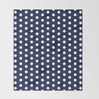 Navy Blue Polka Dots Minimalist Line Drawing Throw Blanket Gallery Image 2