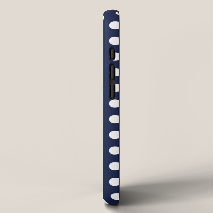 Navy Blue Polka Dots Minimalist Line Drawing iPhone Case Gallery Image 2