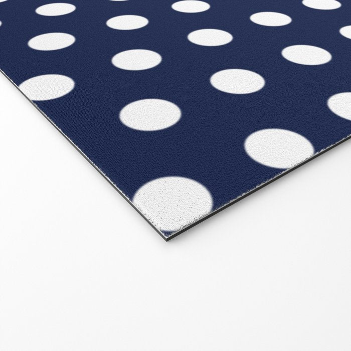 Navy Blue Polka Dots Minimalist Line Drawing Welcome Mat Gallery Image 2