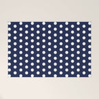 Navy Blue Polka Dots Minimalist Line Drawing Welcome Mat Gallery Image 1