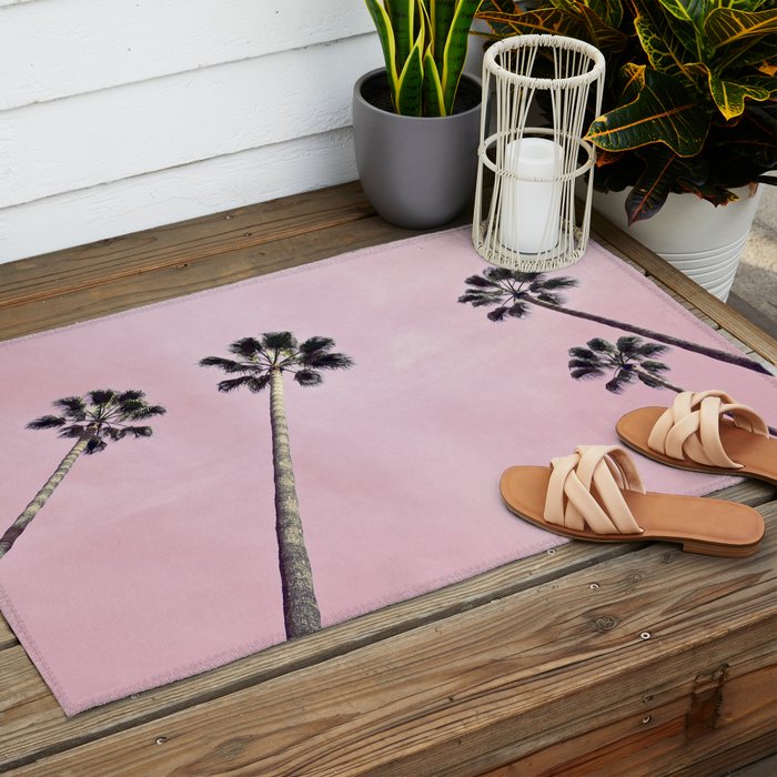 Pink Palms Outdoor Rug Gallery Image 2