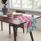 Festive, Floral Prints, Bright Pink, Teal and Green Table Runner Gallery Image 2