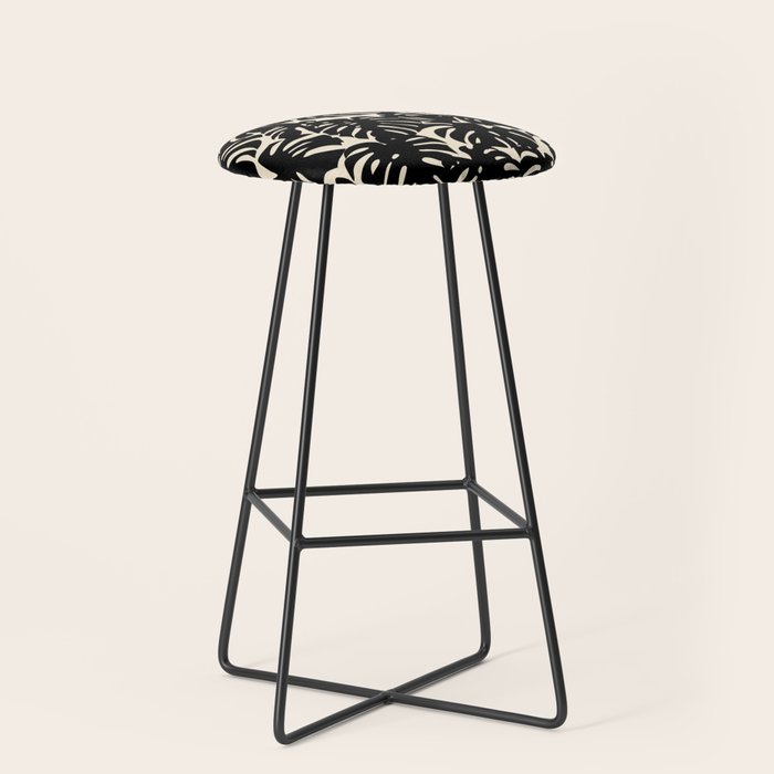 Tropical monstera plant leaf art pattern Stool Gallery Image 1