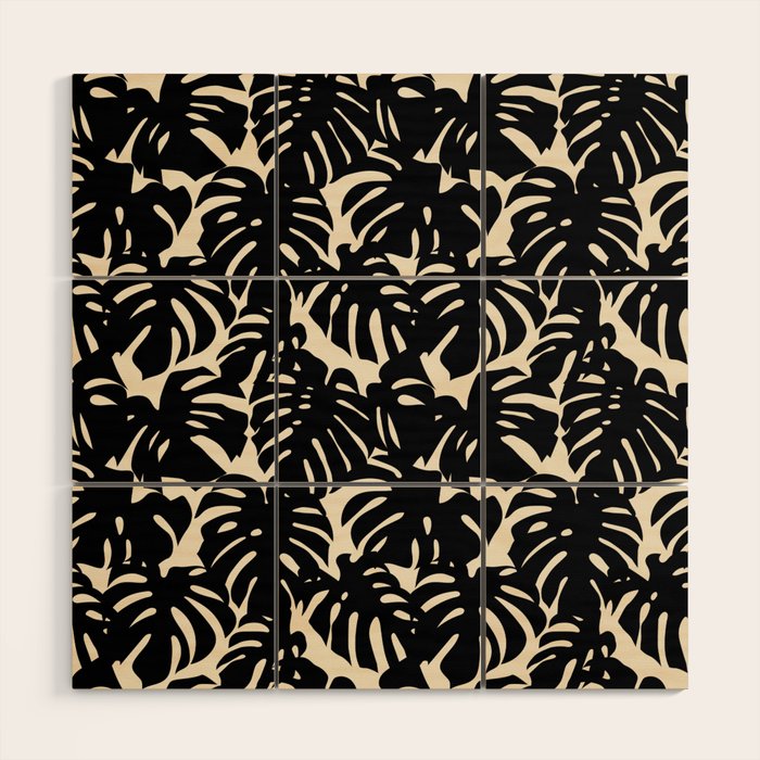 Tropical monstera plant leaf art pattern Wood Wall Art Gallery Image 1