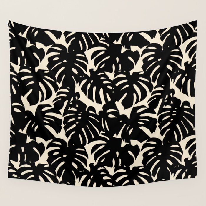 Tropical monstera plant leaf art pattern Wall Tapestry Gallery Image 4