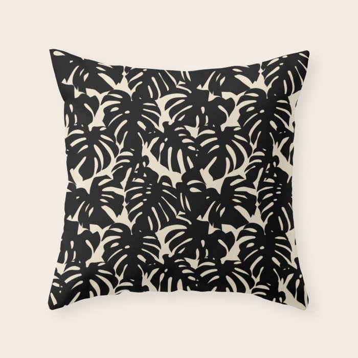 Tropical monstera plant leaf art pattern Throw Pillow Gallery Image 6