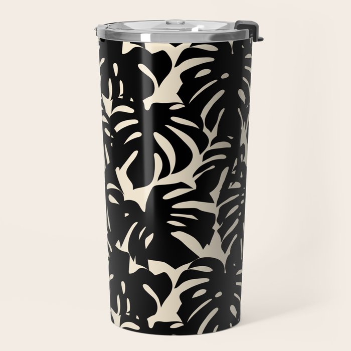 Tropical monstera plant leaf art pattern Travel Mug Gallery Image 2