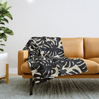 Tropical monstera plant leaf art pattern Throw Blanket Gallery Image 1