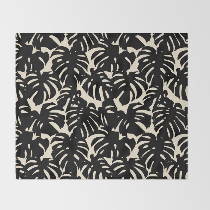 Tropical monstera plant leaf art pattern Throw Blanket Gallery Image 2