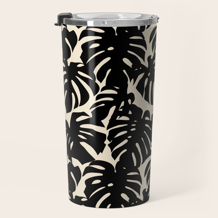 Tropical monstera plant leaf art pattern Travel Mug Gallery Image 3