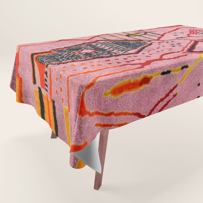 Traditional Pink Moroccan Rug Artwork Tablecloth Gallery Image 1
