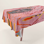 Traditional Pink Moroccan Rug Artwork Tablecloth Gallery Image 1