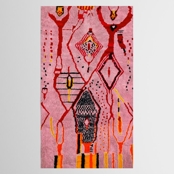 Traditional Pink Moroccan Rug Artwork Tablecloth Gallery Image 2