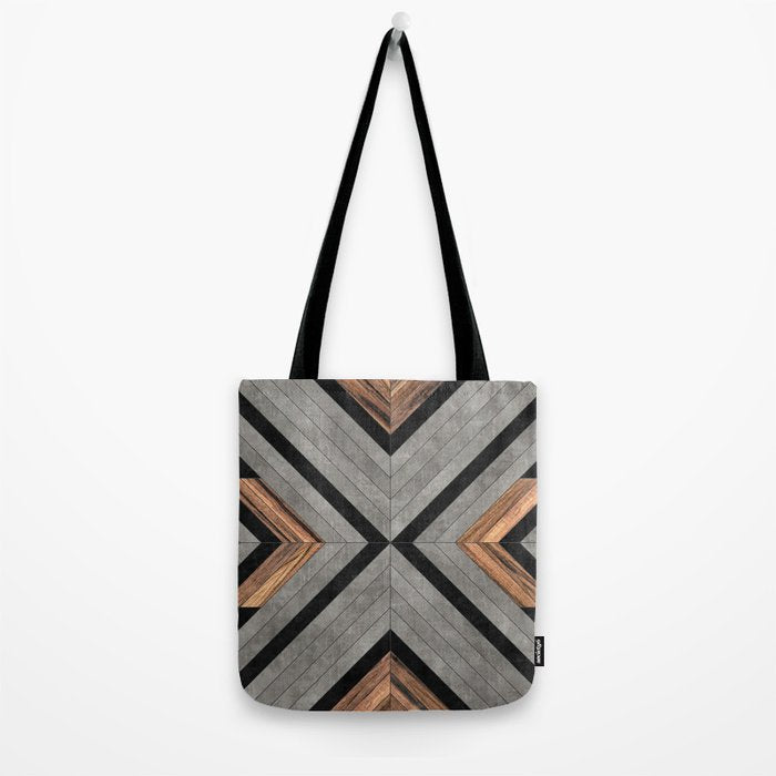 Urban Tribal Pattern No.2 - Concrete and Wood Tote Bag Gallery Image 2