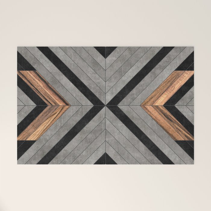 Urban Tribal Pattern No.2 - Concrete and Wood Welcome Mat Gallery Image 1