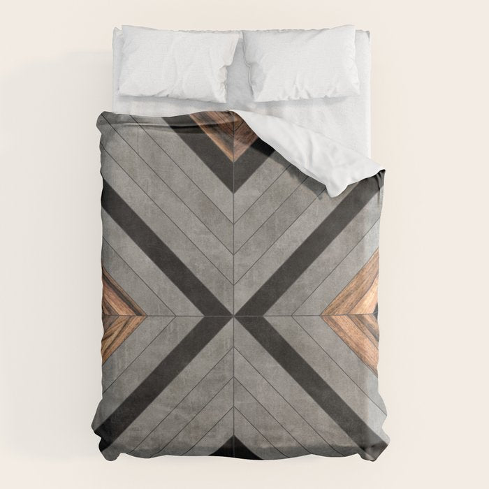 Urban Tribal Pattern No.2 - Concrete and Wood Duvet Cover Gallery Image 6