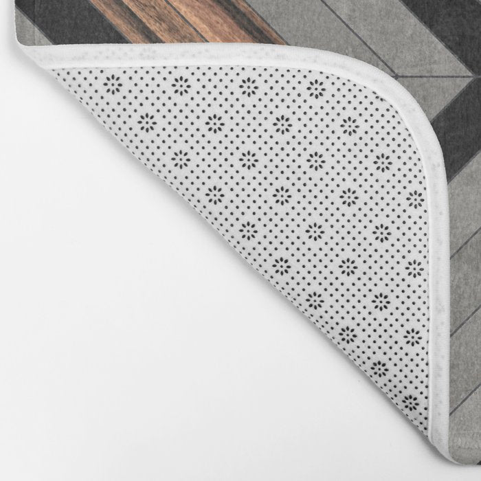 Urban Tribal Pattern No.2 - Concrete and Wood Bath Mat Gallery Image 2